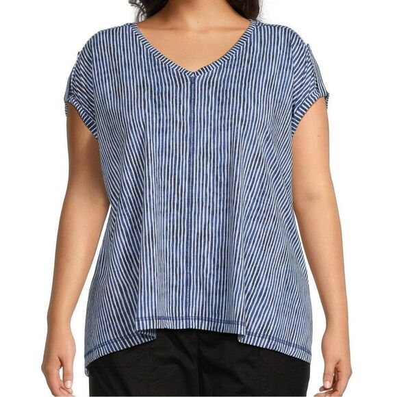 ❤️NWT Westbound Women’s Stripe V-Neck Top - Picture 1 of 5